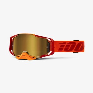 100% Brille Goggle Amega, orange/rot mit Glas: Mirror